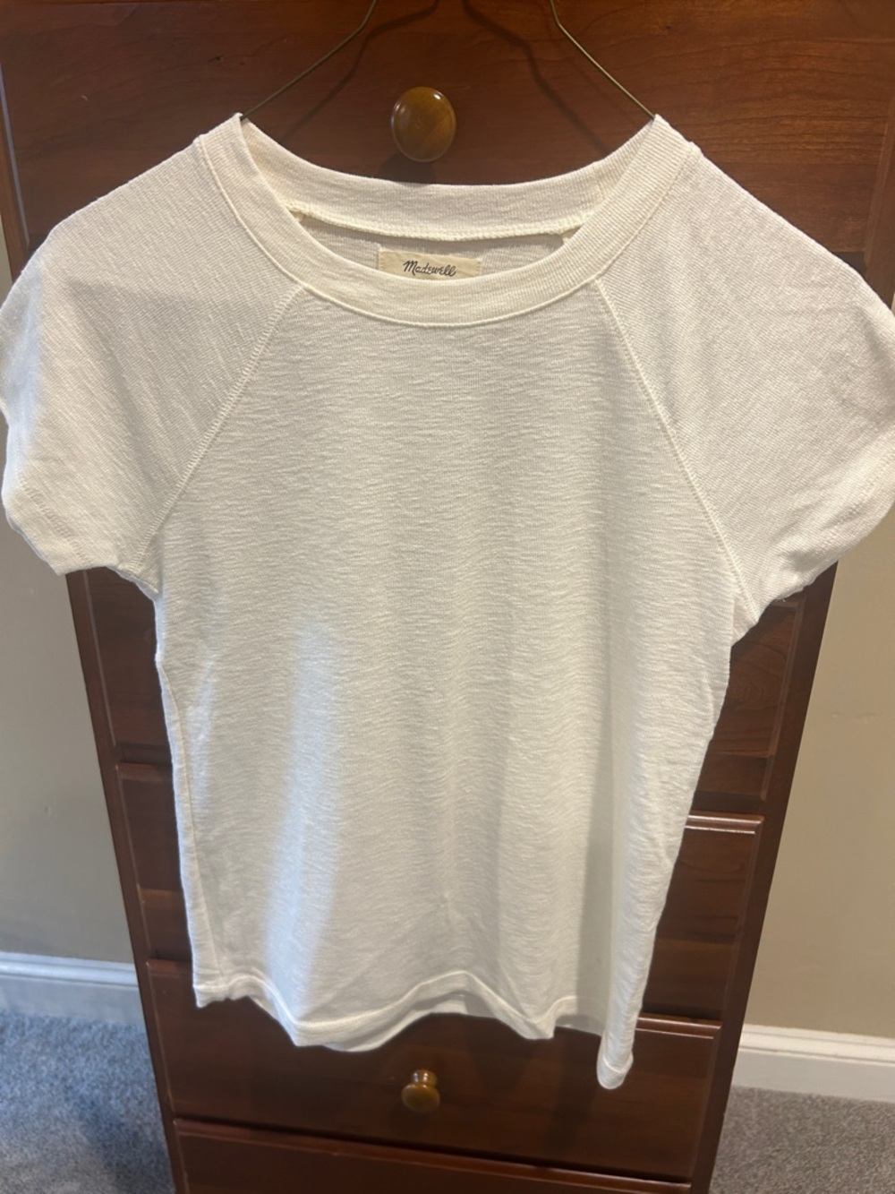 Madewell White Textured Short-Sleeve Top